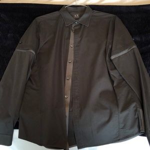 Armani exchange black button down shirt sz L